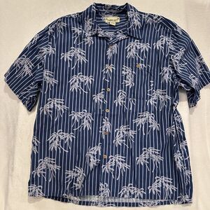 PRICE ⬇️ Men’s Paradise Coves Blue Silk Hawaiian Collared Button Up Shirt XL